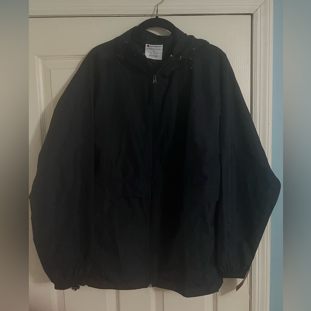 New w/tags Men’s champion full zip hooded stadium gear anorak jacket Navy blue.